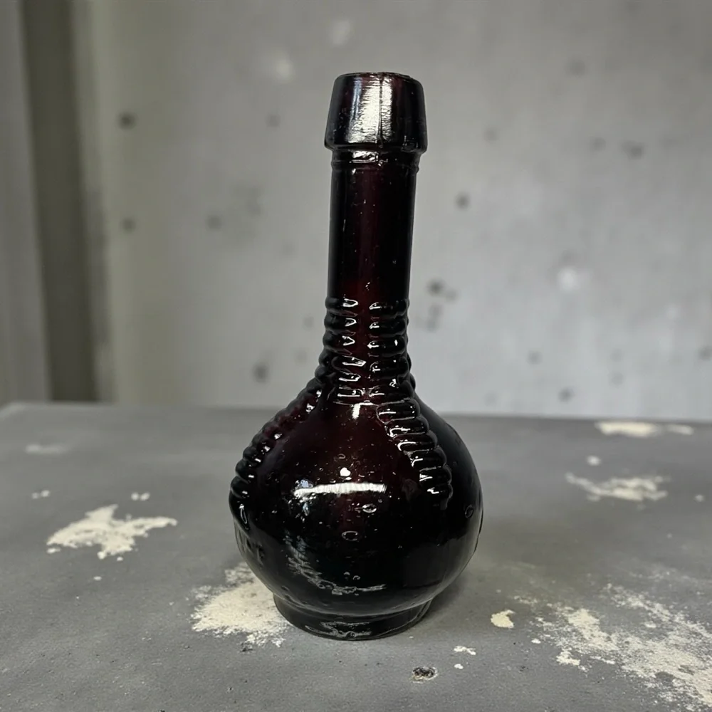 Vintage Purple Miniature Glass Bottle Ball & Claw Bitters 3.25
